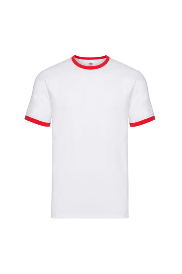 Fruit of the Loom Mens Contrast Ringer T-Shirt - White/Red