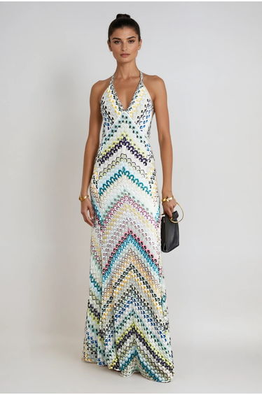 Daouda Spaghetti Backless Maxi Dress In Green