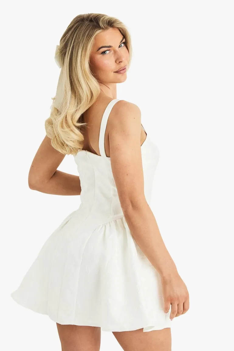 Jacquard Skater Mini Dress - white - 2