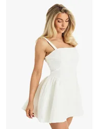 Jacquard Skater Mini Dress - white - 1