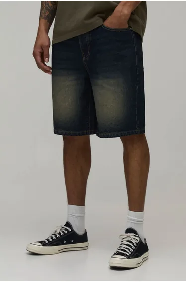 Relaxed Rigid Denim Shorts - vintage blue