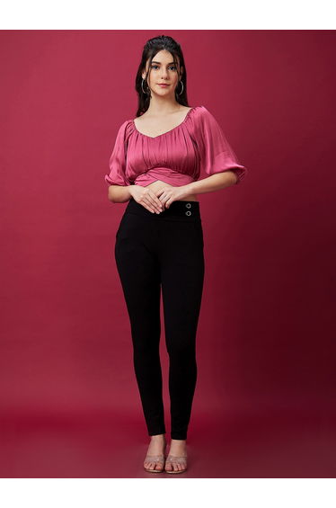 Black Stretchable Mid Rise Skinny Fit Treggings