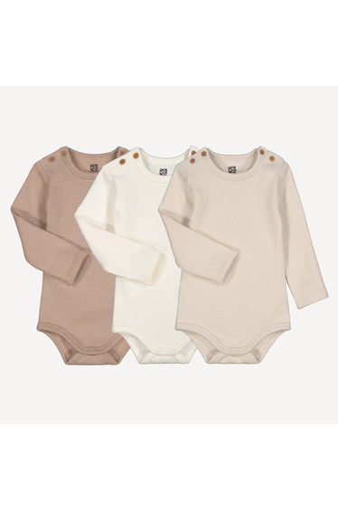 Pack of 3 Warm Bodysuits with Long Sleeves