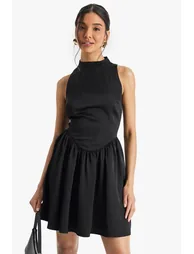 Premium Satin High Neck Volume Mini Dress - 1