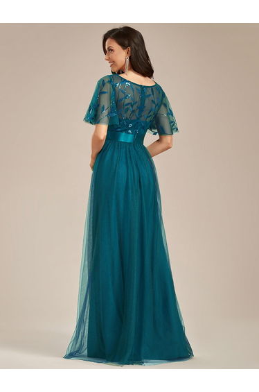 Sequin Print Floor-length Evening Dresses with Cap Sleeves product thumbnail 2