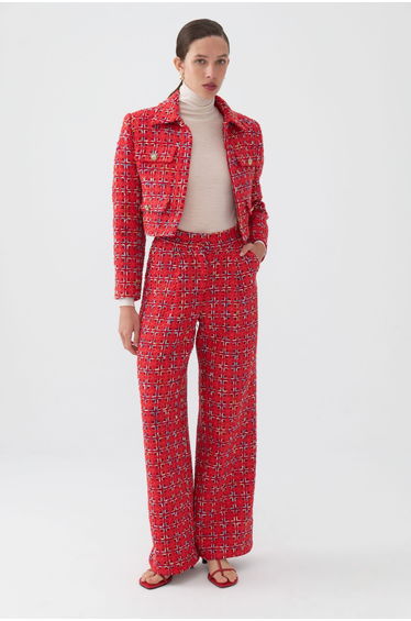 High Waist Tweed Trousers