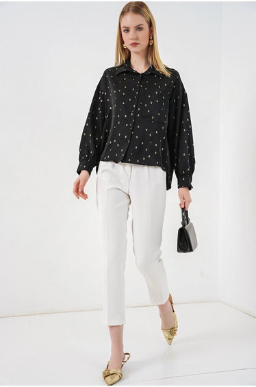 BDART Oversized Long Sleeve Printed Shirt with Pocket