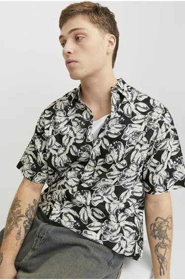 Printed Cotton Shirt with Short Sleeves