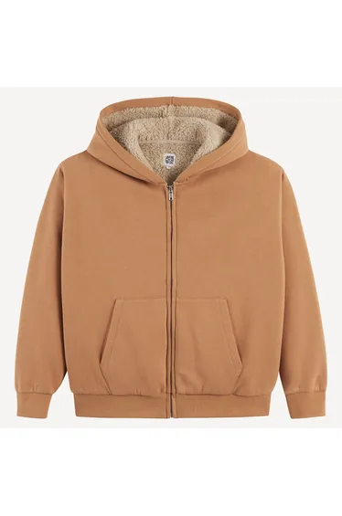 Zip-Up Hoodie with Sherpa-Lined Fleece