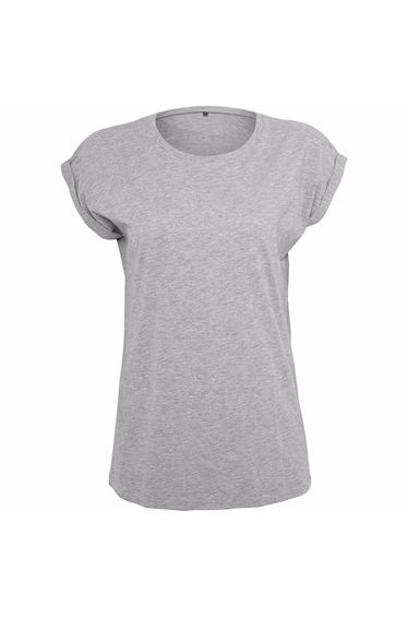 Womens/Ladies Extended Shoulder T-Shirt - Heather Grey