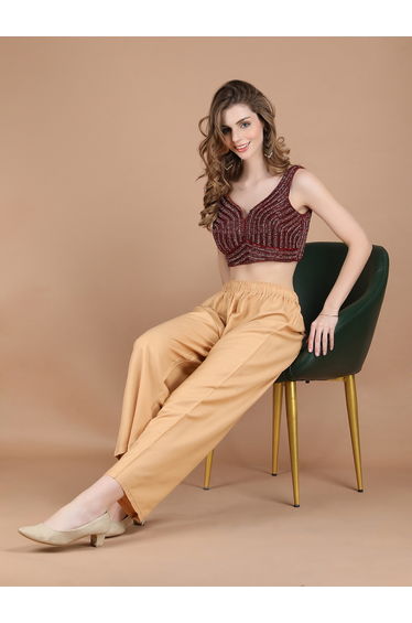 Women Luxe Premium Soid Regular Wide Leg Ethnic Palazzos