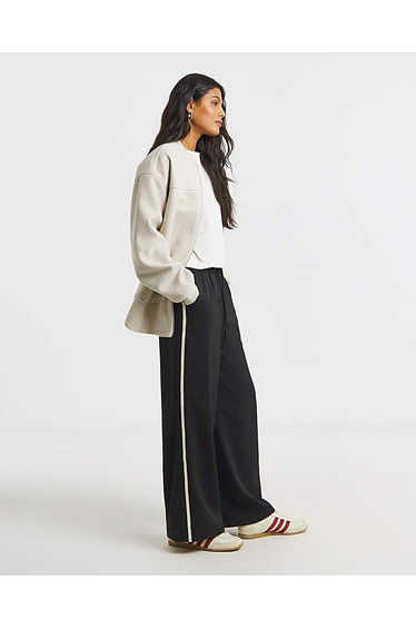 Black Side Stripe Wide Leg Trousers