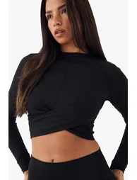 DSGN Studio Twist Front Crop Long Sleeve Top - 3