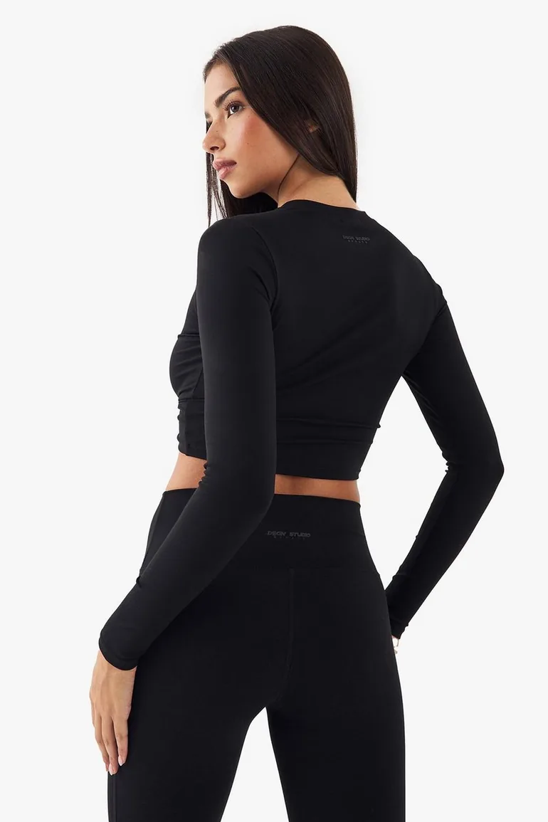 DSGN Studio Twist Front Crop Long Sleeve Top - 1