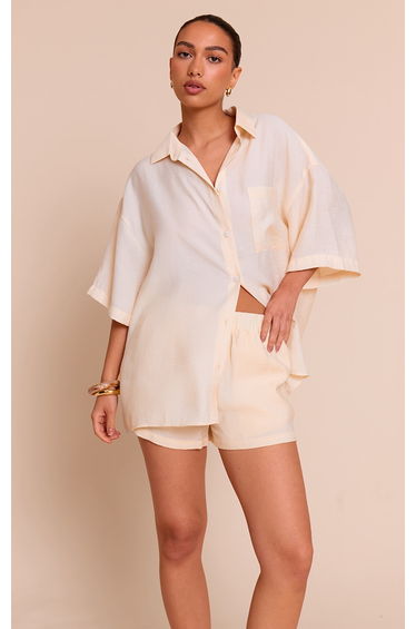 Cream Mid Rise Floaty Shorts