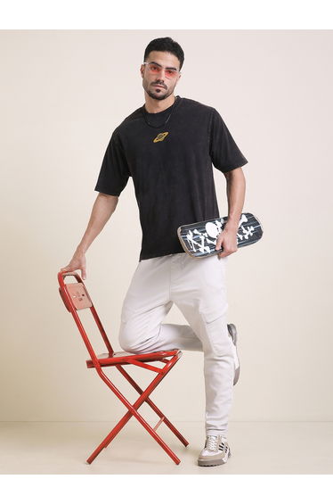 Men Oversized Acid Wash Printed T-Shirt