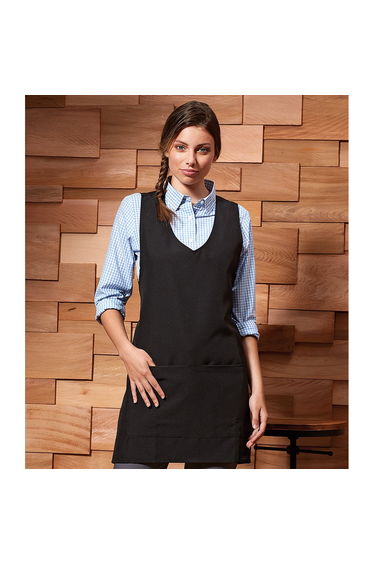 Premier Womens/Ladies Wrap Around Sleeveless Tunic Apron - Black