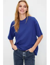 Saks 100% Cotton Premium Oversize/Wide Fit Crew Neck Knitted T-Shirt