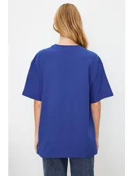 Saks 100% Cotton Premium Oversize/Wide Fit Crew Neck Knitted T-Shirt - 4