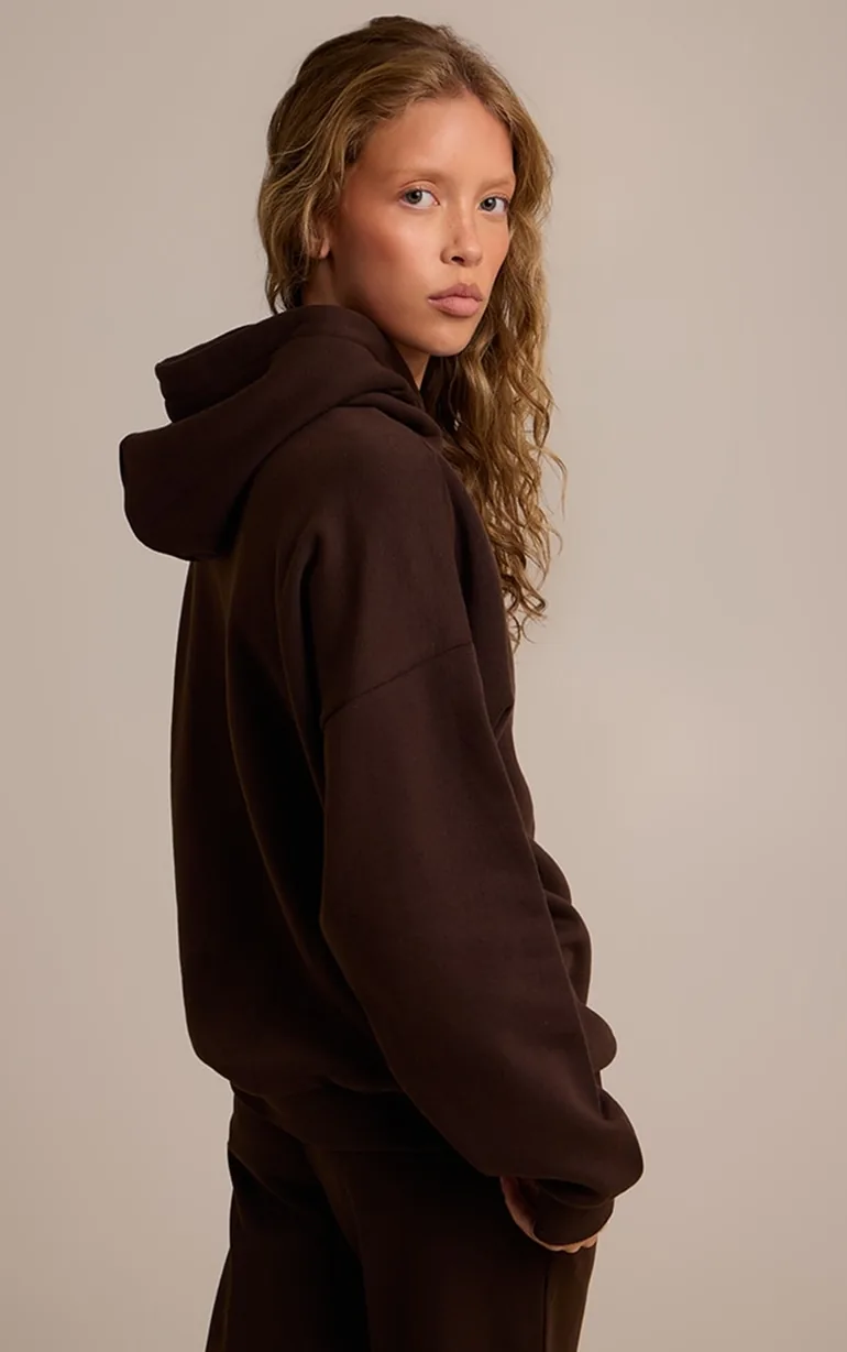 PRETTYLITTLETHING Espresso Logo Oversized Hoodie - 2