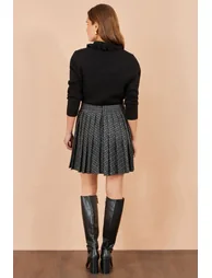 Yumi Black Check Pleated Mini Skirt - 2