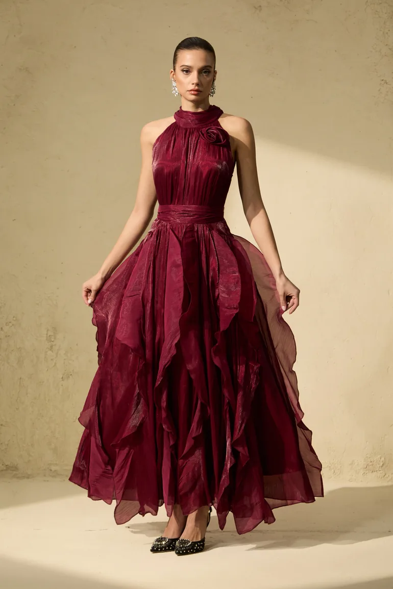 Love In Your Eyes Rosette Tiered Ruffles Maxi Dress - 2