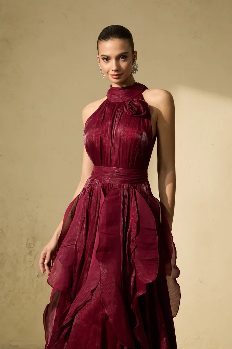 Love In Your Eyes Rosette Tiered Ruffles Maxi Dress - 6