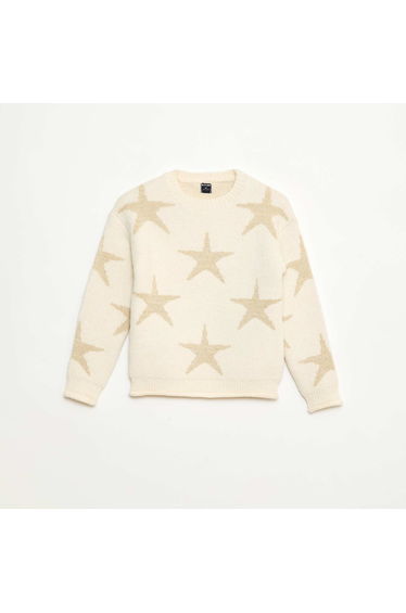 Round Neck Knit Sweater YELLOW