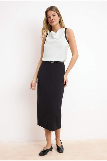 White Degaje Collar Satin Stylish Woven Blouse product thumbnail 2