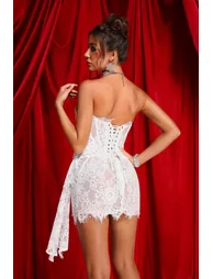 Rosel Asymmetric Lace Mini Dress - White - 12