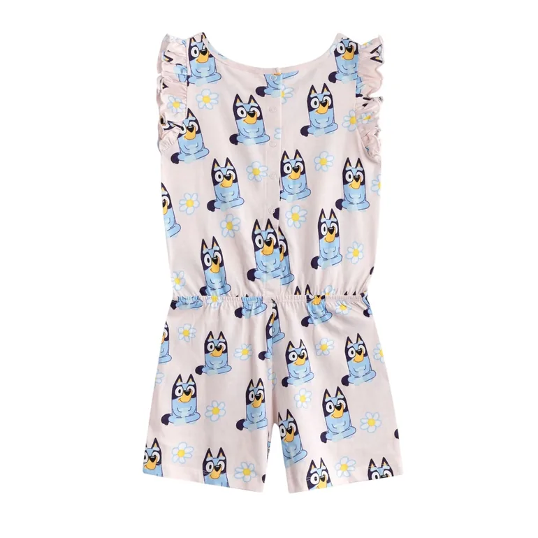 Bluey Girls Flowers All-Over Print Sleeveless Playsuit - Pink - 1