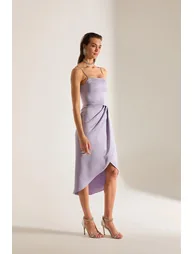 Solomia Draped Strap Evening Dress - 3