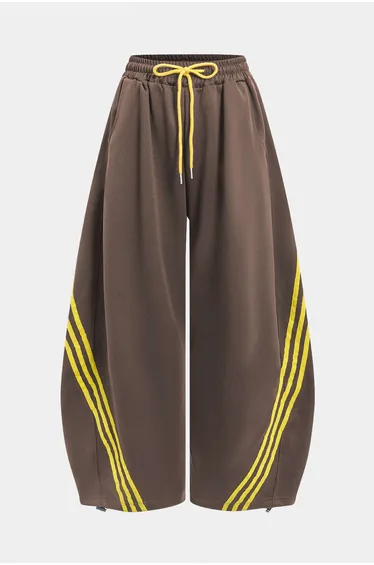 Contrast Tie-Up Barrel Trousers