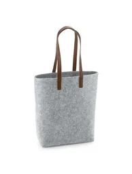 Bagbase Adults Unisex Premium Felt Tote - Grey Melange/Tan
