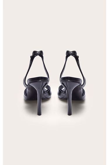 Black Faux Leather Point Toe High Heeled Sandals product thumbnail 4
