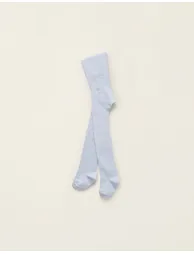 High-Waist Cotton Tights for Newborns, Blue