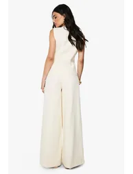 Pleated Extreme Wide Leg Tailored Trouser - cream - 1