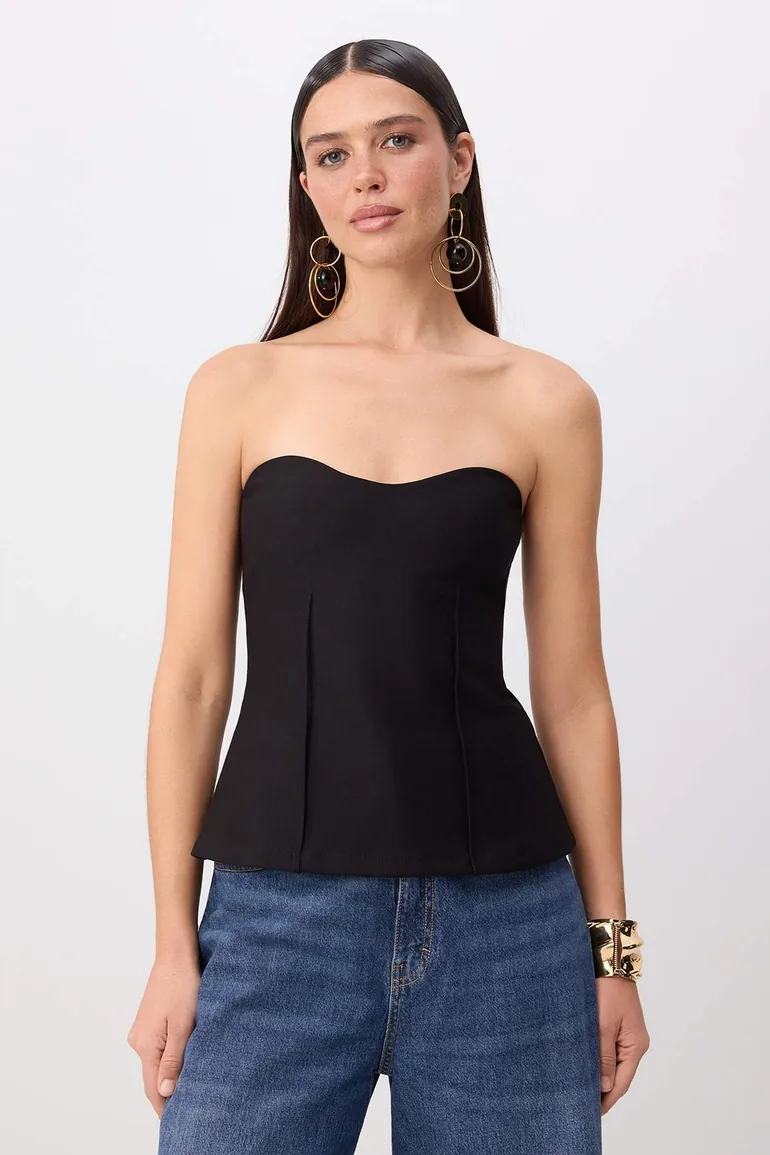 Black Heart Collar Body-Hugging Bustier - 1