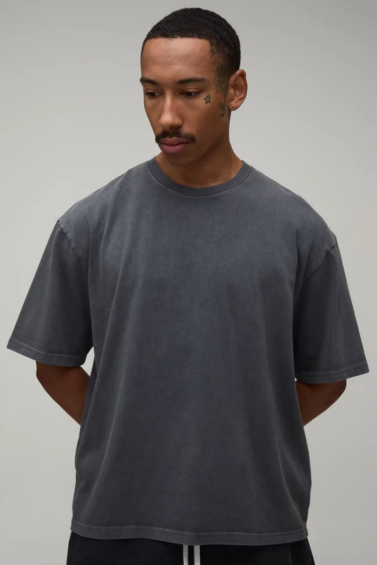 Heavyweight Oversized Washed T-Shirt - washed charcoal