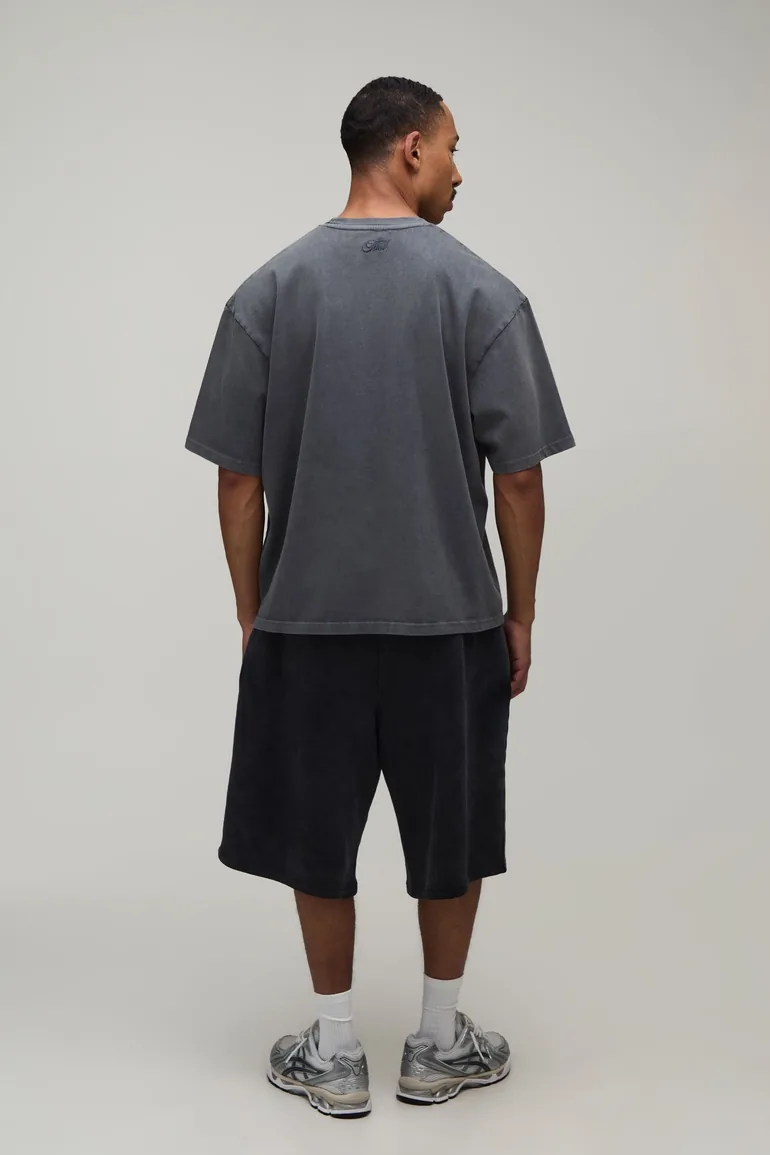 Heavyweight Oversized Washed T-Shirt - washed charcoal - 1