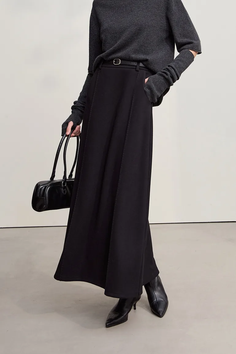 Long Slightly Elastic A - line Skirt