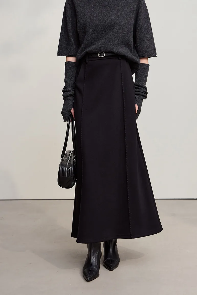 Long Slightly Elastic A - line Skirt - 2