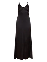 Black Satin Strappy Maxi Dress - 4