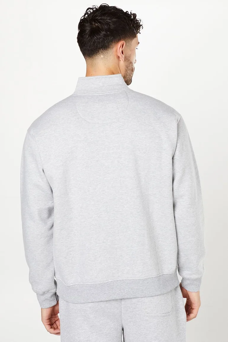 Grey Marl Half Zip Jersey Sweatshirt - 2