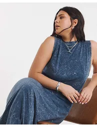 Trapeze Acid Wash Maxi Dress - 1