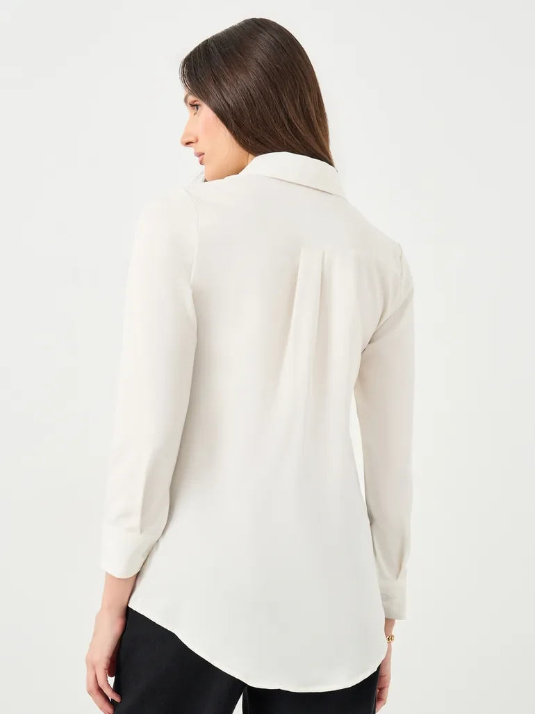 Floral Embroidered Plain Shirt - 3