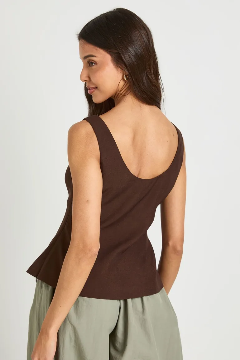 Peplum Hem Corset Top - chocolate - 1
