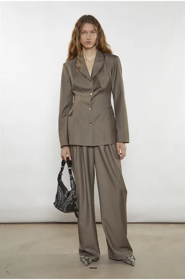 Taupe-Brown Fitted Blazer