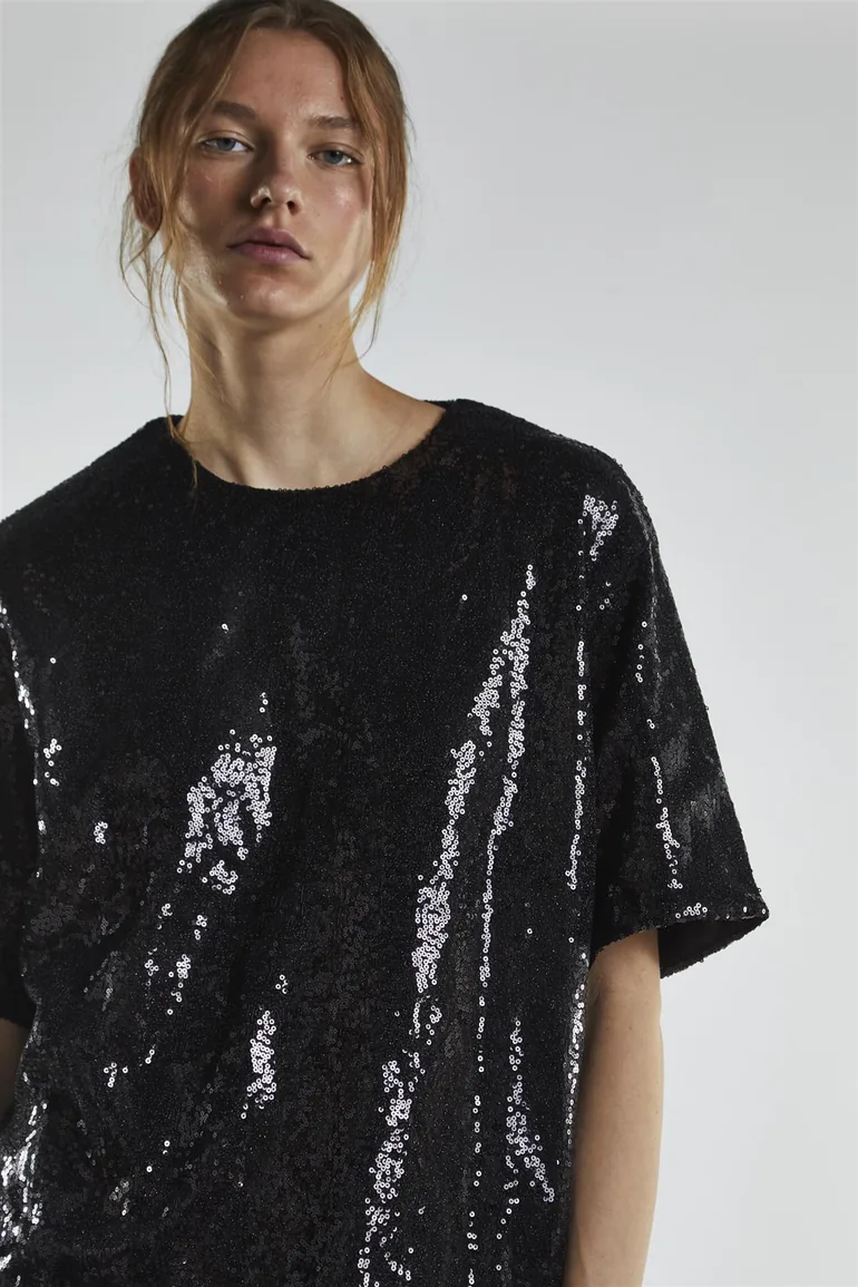 Black-Sequin Oversized-Top - 3