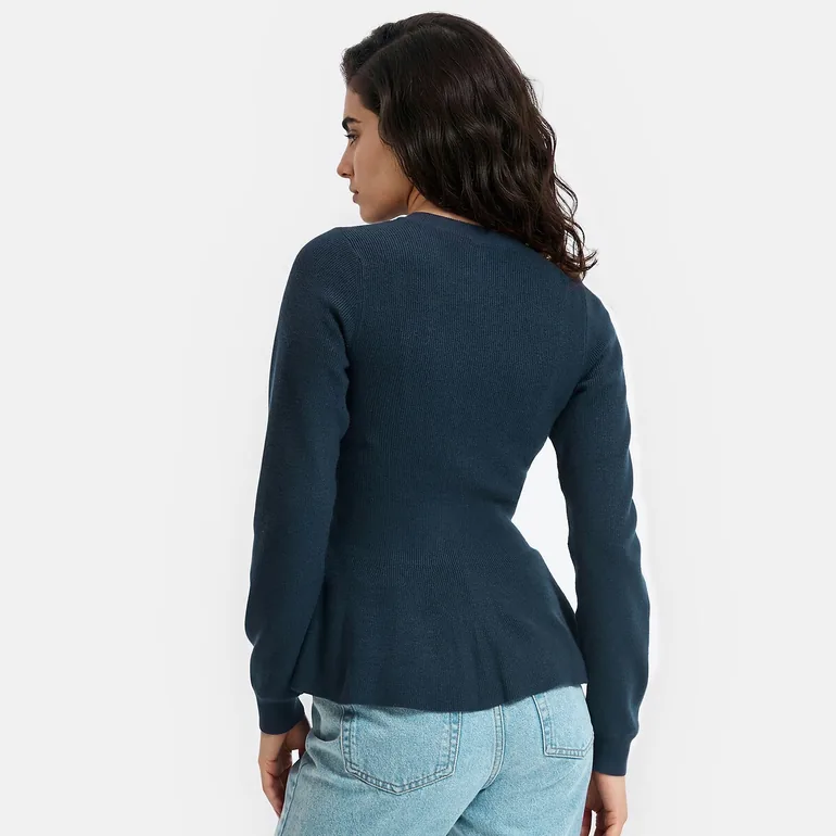 V-Neck Peplum Cardigan - 3